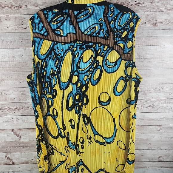 Jamie Sadock Vibrant Yellow and Blue Sleeveless Blouse - Picture 5 of 5
